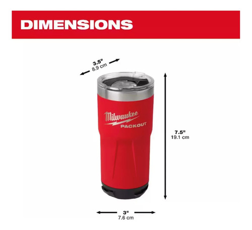 Termo Vaso Milwaukee Sistema Packout 20 Oz Rojo 48-22-8392r