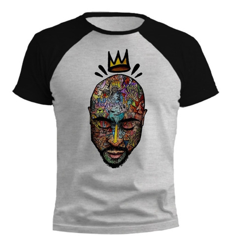 Remera Tupac Colores Vibrantes Diseño Gris Ranglan