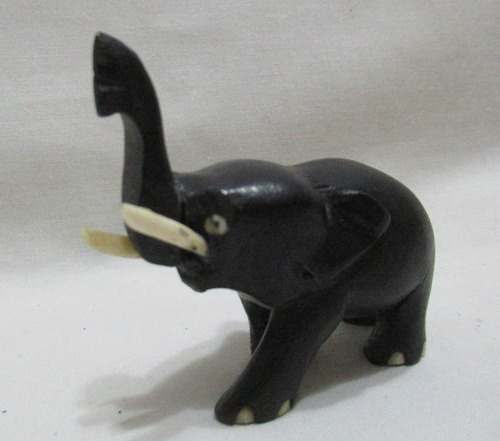 Pequeña Figura Decorativa Elefante Tallado A Mano Ébano 4 Cm