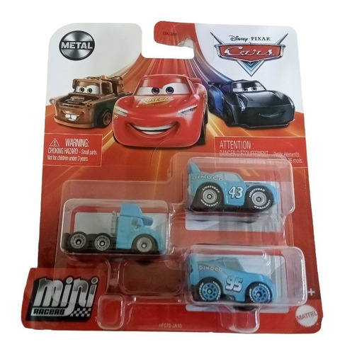 Cars Mini Racers 3 Pack Gray The King Rey & Mcqueen Dinoco