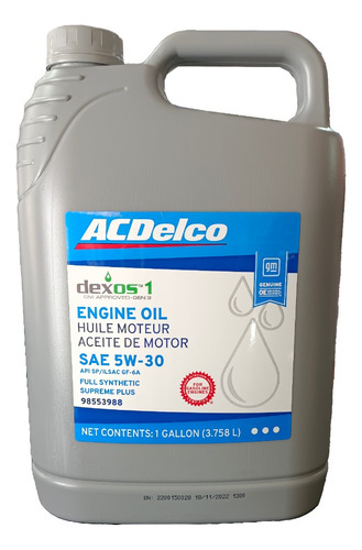 Aceite Para Motor A Gasolina Acdelco 5w30 - Galón (3,785 L)