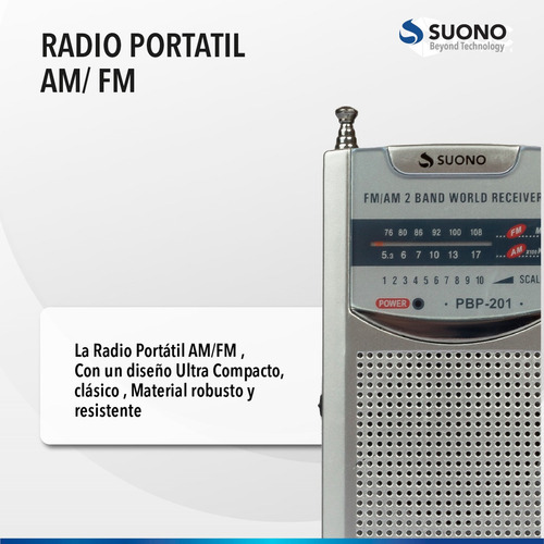 Mini Radio Portatil Suono Am/fm 2 Bandas Entrada Aux
