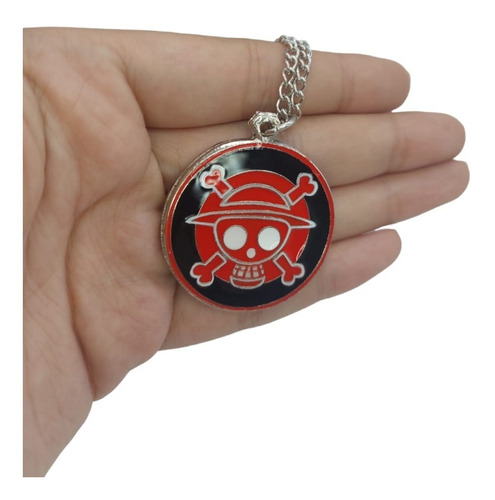 Collar Monkey D. Luffy One Piece De Metal Logo Red Red