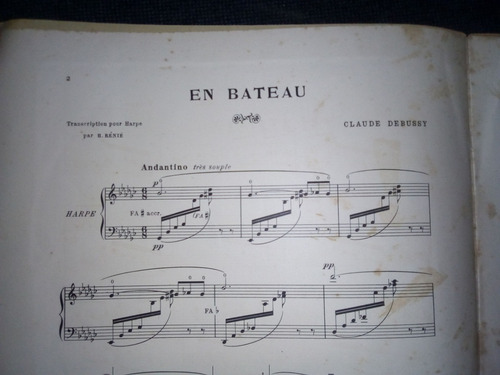 Imagen 3 de 3 de Partitura En Bateau Arpa Claude Debussy