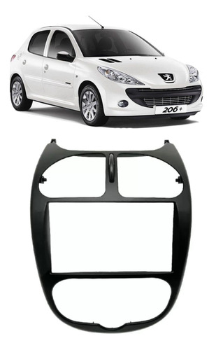 Moldura 2 Din Peugeot 206 P/ Mp5 - 04 A 08 - Preto - Fiamon