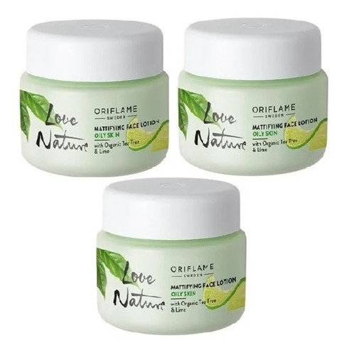 Set 3 Pzas Crema Facial Cutis Graso Love Nature Oriflame