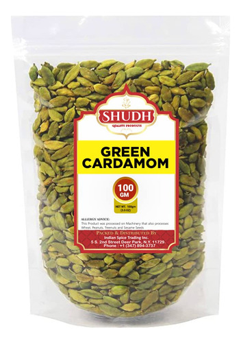Shudh Green Cardamom 100gm | 3.5 Oz Verde Cardamomo Vainas E