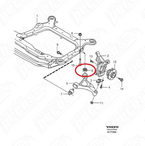 Volvo Xc90 2.5 T 05-07 Original Bucha Braco 53mm