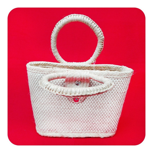 Imagen 4 de 5 de Bolsa Artesanal De Palma Natural Color Blanco 35x31 Cm Bls
