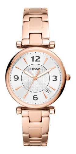 Reloj Mujer Fossil Es5158 Cuarzo Pulso Oro Rosa En Acero