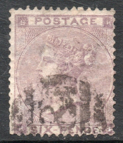 Reino Unido Sello Usado De 6 P. Reina Victoria Año 1862 