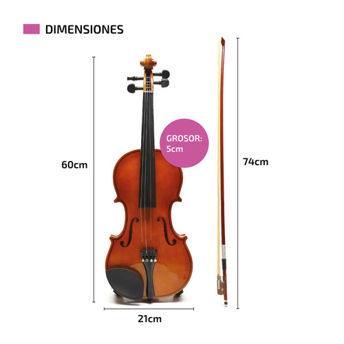 Imagen 6 de 9 de Violin Palatino 4/4 Madera Estudio Con Estuche Arco Resina Color Marrón