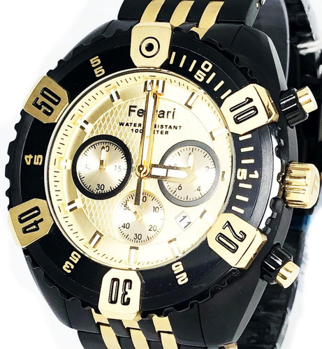 Relogio Ferrari Masculino Dourado Com Garantia 1 Ano