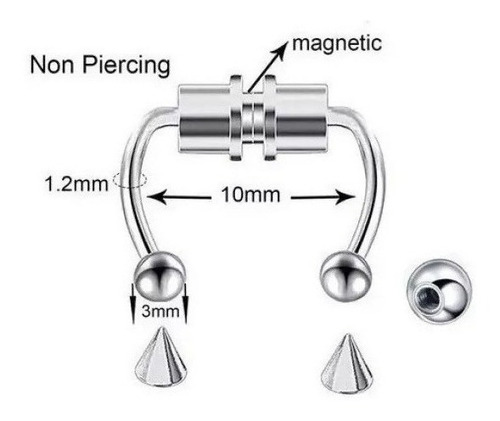 Arete De Nariz Falso Magnético Sin Perforación, 5 Piezas