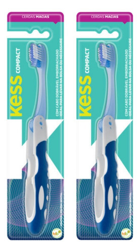 Kit Escova Dental Compact Macia Kess Belliz Azul C/2