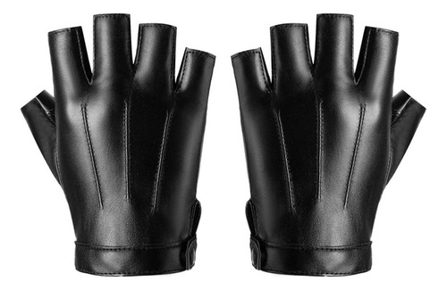 4 Guantes De Medio Guantes De Cuero Pu A Prueba De Golpes