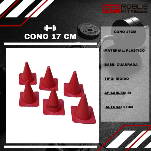 Imagen 3 de 9 de Pack 10 Conos 17cm Rigidos Base Cuadrada Futbol Coordinacion