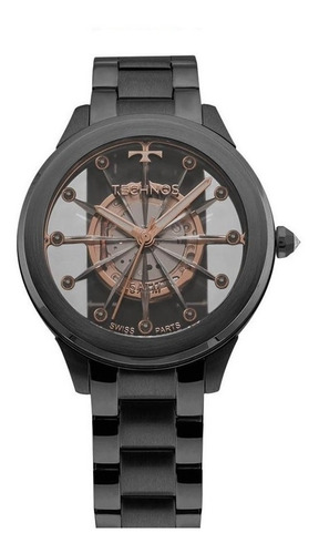 Relógio Feminino Technos Elegance F03101ac/4w Aço Preto