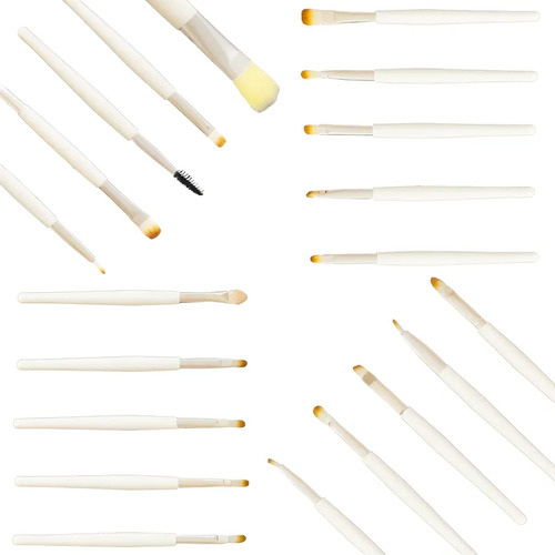 Brochas De Maquillaje Kit 20 Pzs Para Maquillaje Profesional Blanco