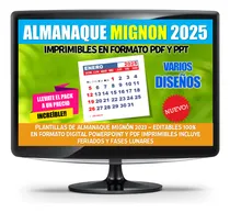 Comprar Calendario Mignon Imprimible Editable Ppt Pdf Almanaque