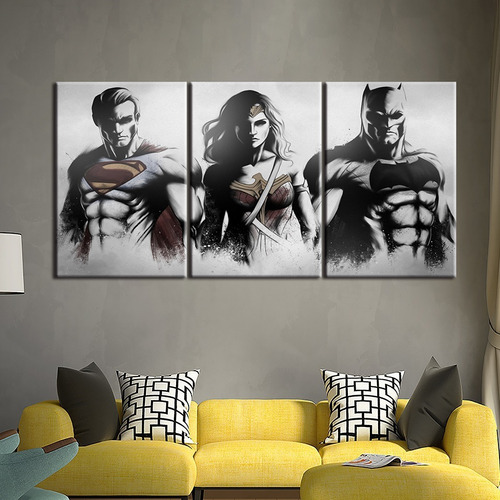Cuadro Decorativo Canvas Superman ,batman , Wonder Woman 