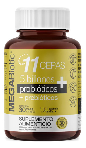 Suplemento Megabiotic Probióticos 5 Billones 11 Cepas 30caps