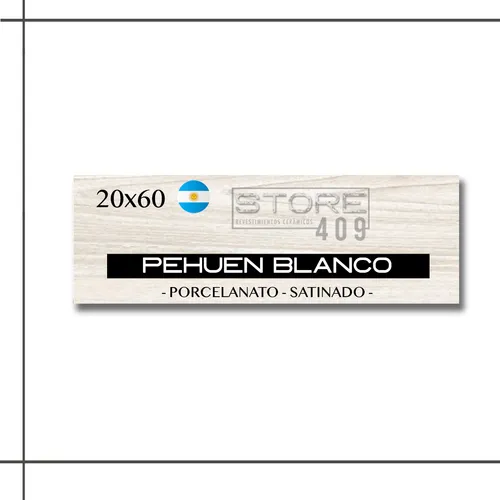 Porcelanato Simil Piso Flotante Pehuen Blanco 20x60 1° Calid