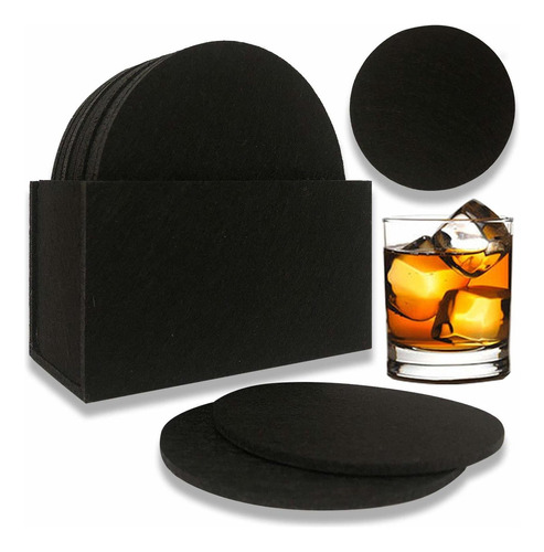 Xgigix 10 Pack Felt Coasters For Drinks With Holder, Roun