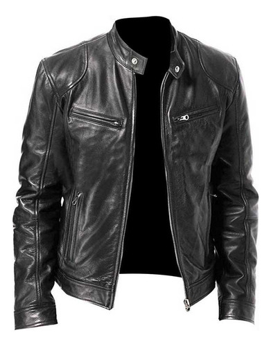 Chaqueta Ajustada De Cuero Frío Importado Para Hombre