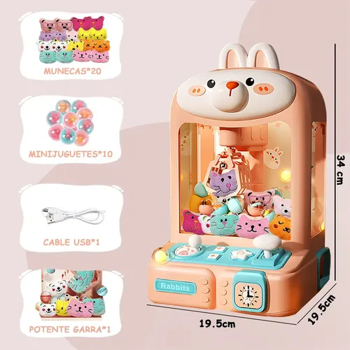 Máquina De Garras Infantil Con Temática De Oso – Incluye 10 Muñecos Y 10 Huevos, Con Alimentación USB O Baterías, Regalo Para Cumpleaños Y Navidad