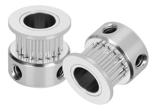 Kit 2 Polias Gt2 20 Dentes Alumínio Furo 6.35mm Correia 6mm