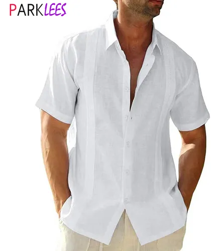 Camisa tipo guayabera manga corta sale