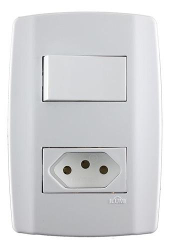 Conjunto Interruptor Simples Com Tomada 10a 250v 4x2 Slim Ilumi Branco