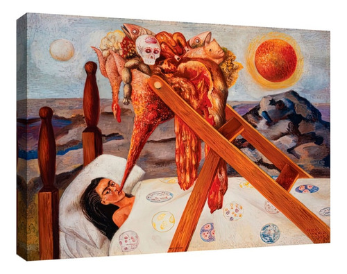 Cuadro Decorativo Canvas Coleccion Frida Kahlo 60x45 Color Sin Esperanza Armazón Natural