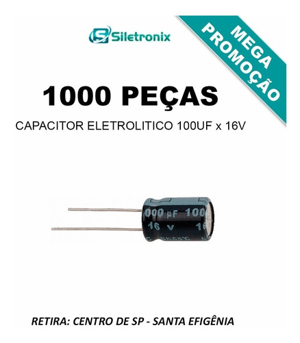 Capacitor Eletrolítico 100uf X 16v  (1000 Peças)