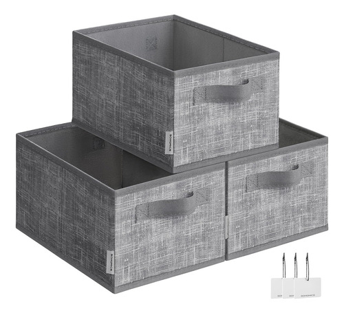 Juego De 3 Cestas De Tela Plegables Con Asas Y Portapuntas -