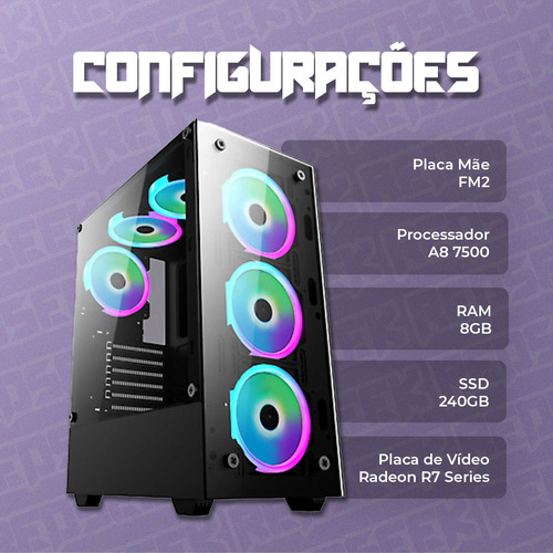 Pc Montado Gamer A8 3.8ghz Monitor 21 Cadeira Game Wifi