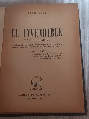 Imagen 2 de 7 de El Invendible Leon Bloy Mundo Moderno 1947