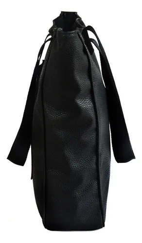 Amplia Cartera Tote Negra Con Bolsillos