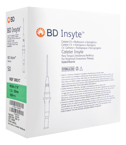 Catéter Bd Insyte, 18 Ga - 50 Piezas