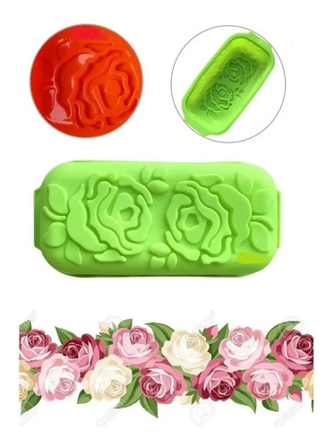 Molde Rectangular Rosa  Ponqué Repostería Rosas  (mediano)