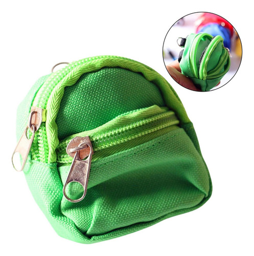 Mini Bolso De Muñeca Mochila Con Cremallera Verde