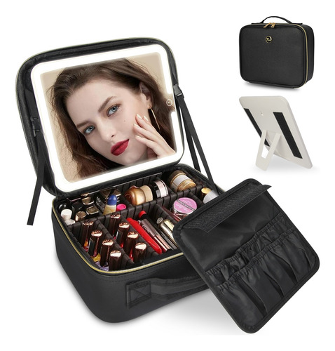 Estuche De Maquillaje Multifuncion Con Espejo Luz Maquillaje
