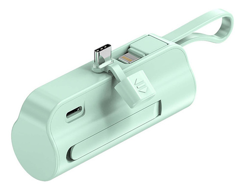Power Bank Mini 5000 Mah Saiviek Dx121 Batería Portátil Con 1 Cable Salida Tipo C/ Lightning ,Cargador Inalámbrico Compatible Para iPhone, Samsung, Xiaomi, Andriod,Color Verde