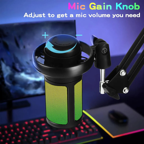 Micrófono Pc Gamer, Micrófono Usb Condensador Con Cancelació
