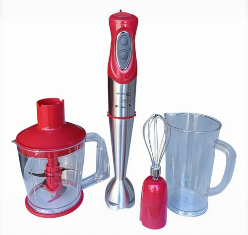 Minipimer Licuadora De Mano Potente 5en1 Morley 990w Rojo