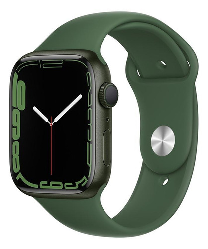 Imagen 1 de 9 de Apple Watch Series 7 (GPS, 45mm) - Caja de aluminio color verde - Correa deportiva verde trébol