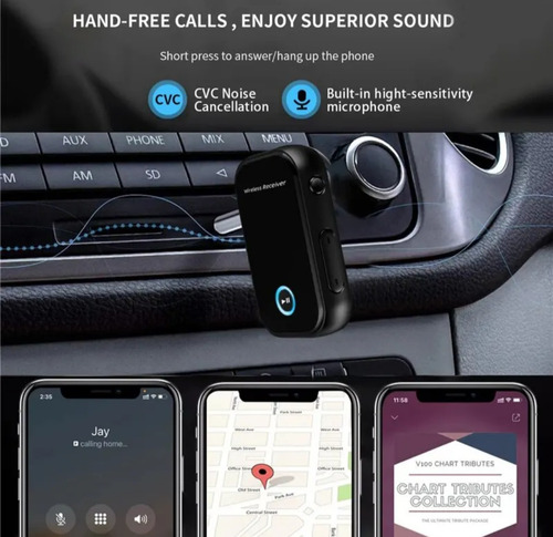 Receptor Bluetooth Jack 3.5 Negro Recargable