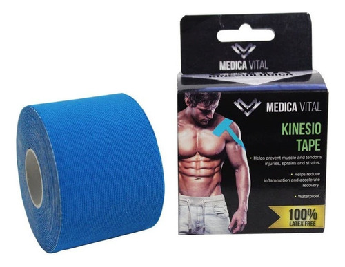 Cinta Kinesiológica Vendaje Muscular 5x5cm Ckmv Medica Vital Color Azul