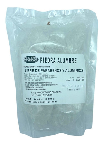 Piedra De Alumbre Natural Premium 500g Gh